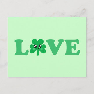 Kawaii "Love" Shamrock Postcard