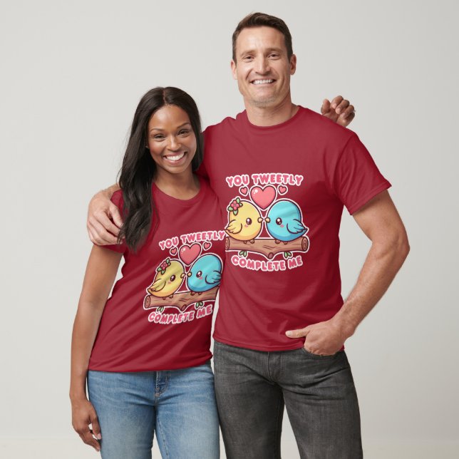 Kawaii Lovebirds - You Tweetly Complete me T-Shirt (Unisex)