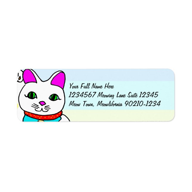 Kawaii Lucky Cat Label (Front)