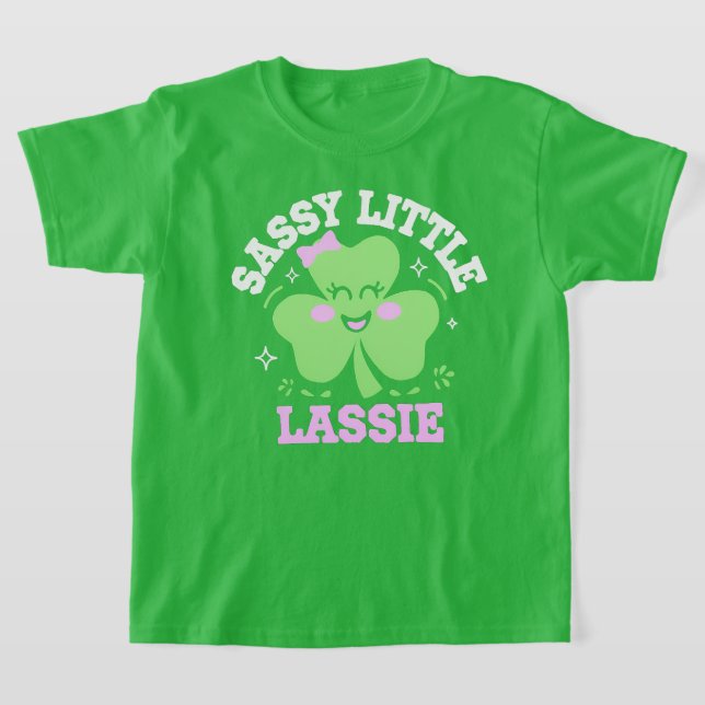 Kawaii Lucky Clover Sassy Irish Lass St. Patrick’s T-Shirt (Laydown)