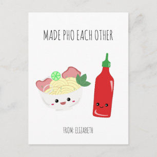 Kawaii Made Pho Each Other Valentine's Day Noodles Postcard