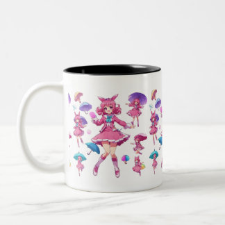 Kawaii Magical Girl with Umbrellas Coffee Mug