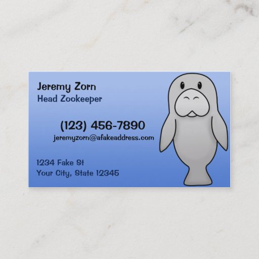 Customizable Kawaii Manatee Business Cards