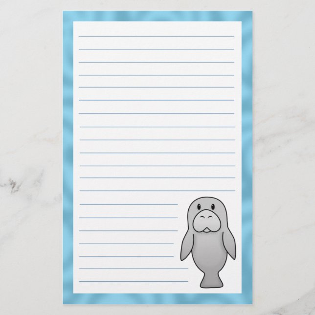 Kawaii Manatee Stationery (Front)