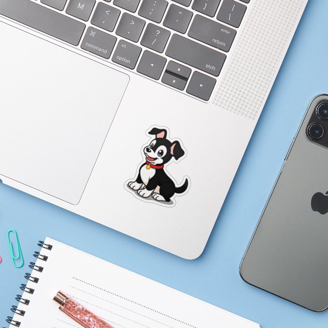 Kawaii Manchester Terrier Puppy – Sleepy Pose Sticker (Laptop w/ iPhone)