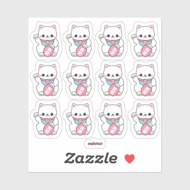 Kawaii Maneki Neko Sticker (Sheet)