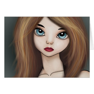 Kawaii Manga Anime Girl Doll Painting Cards