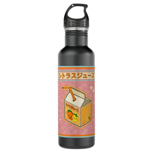 Kawaii Manga Orange Juice Box Japanese Aesthetic  Stainless Steel Water Bottle