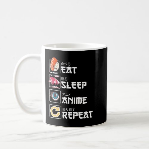 Kawaii Manga Sushi Eat Sleep Anime Repeat Cute Ani Coffee Mug