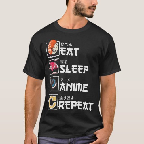 Kawaii Manga Sushi _ Eat Sleep Anime Repeat _ Cute T_Shirt