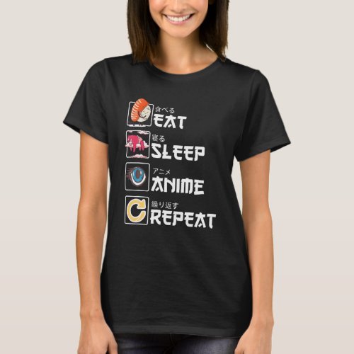 Kawaii Manga Sushi _ Eat Sleep Anime Repeat _ Cute T_Shirt