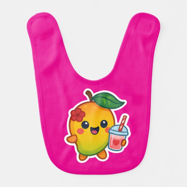 Kawaii Mango – Sweetheart Fruit with Heart Smoothi Baby Bib (Front)