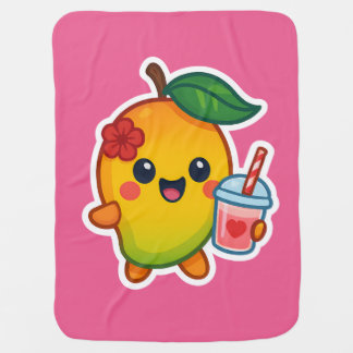 Kawaii Mango – Sweetheart Fruit with Heart Smoothi Baby Blanket