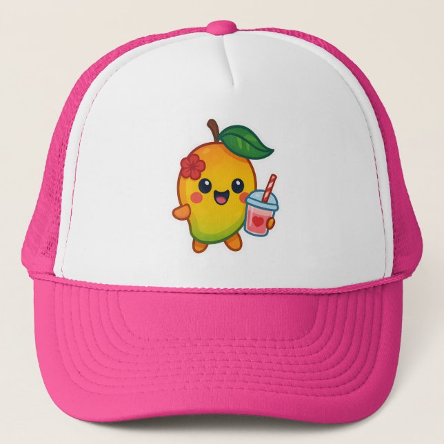 Kawaii Mango – Sweetheart Fruit with Heart Smoothi Trucker Hat (Front)
