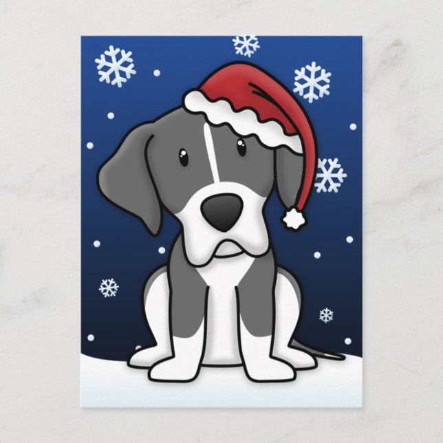 Kawaii Mantle Great Dane Christmas Postcard (Front)