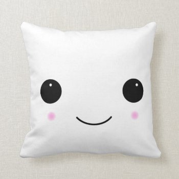 Kawaii Marshmallow Smile Pillow by PinkOwlPartyStudio at Zazzle