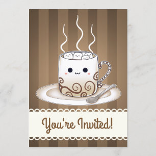 Kawaii Marshmallows Hot-Chocolate drink Invitation
