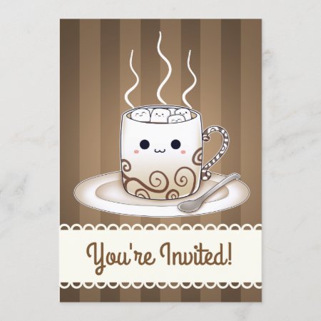 Kawaii Marshmallows Hot-chocolate Drink Invitation