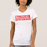 Kawaii Marvel Logo With Super Hero Pattern T-Shirt