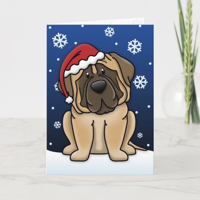 Kawaii Mastiff Christmas Card (Front)