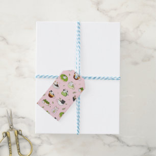 Kawaii Matcha Cat Seamless Pattern Gift Tags