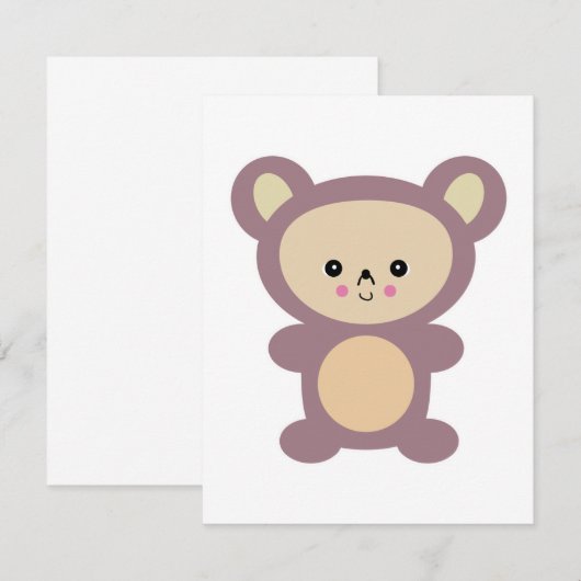 kawaii mauve teddy bear (Front/Back)