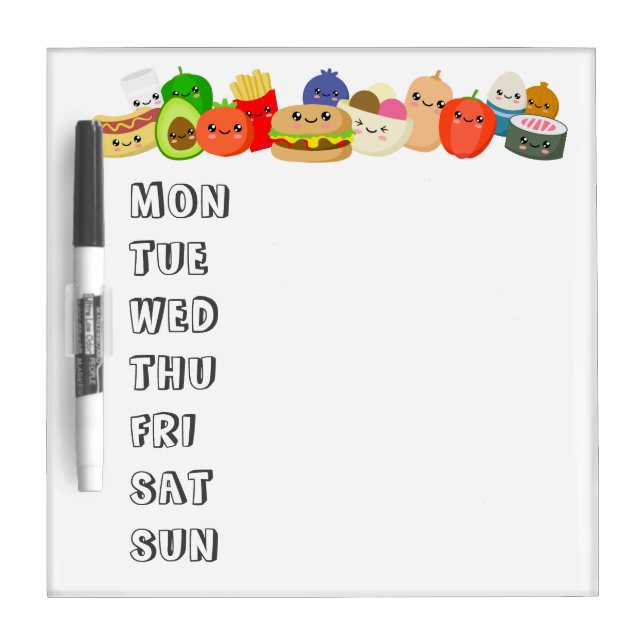 Kawaii Meal Planner Dry Erase Board (Front)