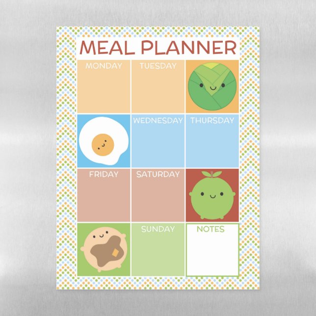 Kawaii Meal Planner Magnetic Dry Erase Sheet (Vertical)