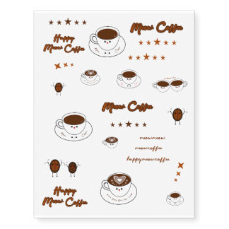 Kawaii Meow Coffee Temporary Tattoos