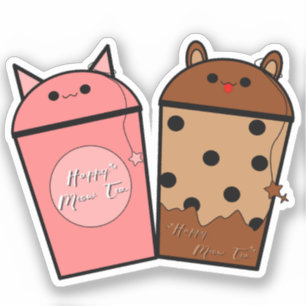Kawaii Meow Tea Vinyl Sticker