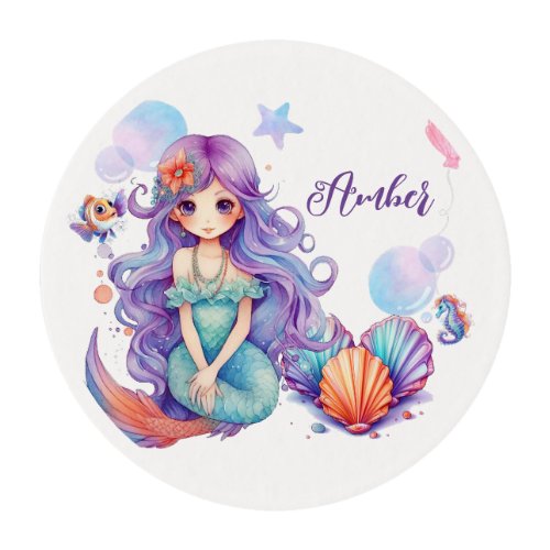 Kawaii Mermaid Party  Edible Frosting Rounds