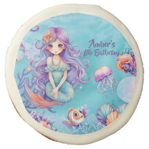 Kawaii Mermaid Party Sugar Cookie