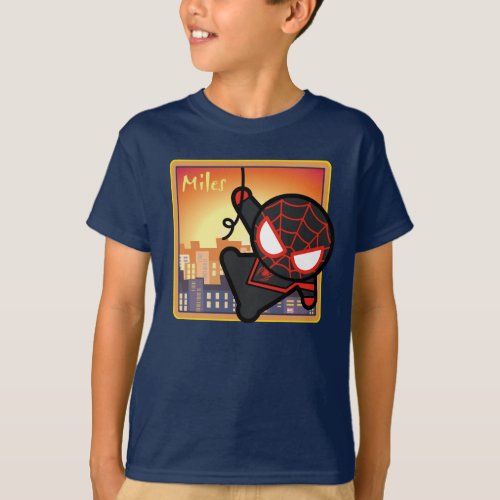 Kawaii Miles Morales City Sunset T_Shirt