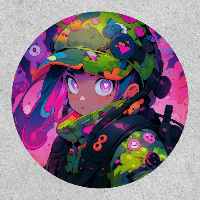 Kawaii Military Hunter Camouflage Heart Eyes Anime Patch (Front)