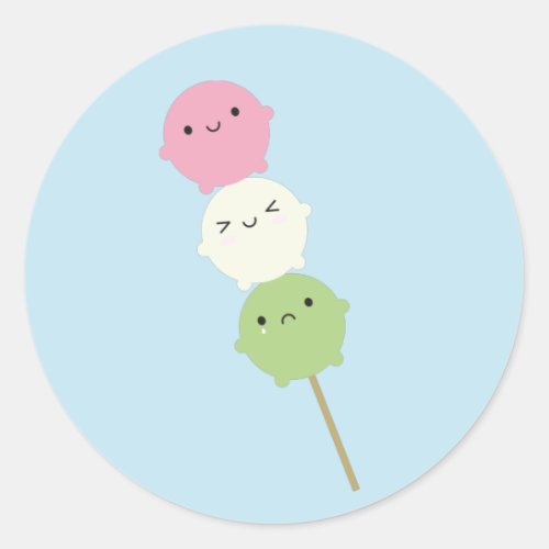 Kawaii Mochi Dango Classic Round Sticker