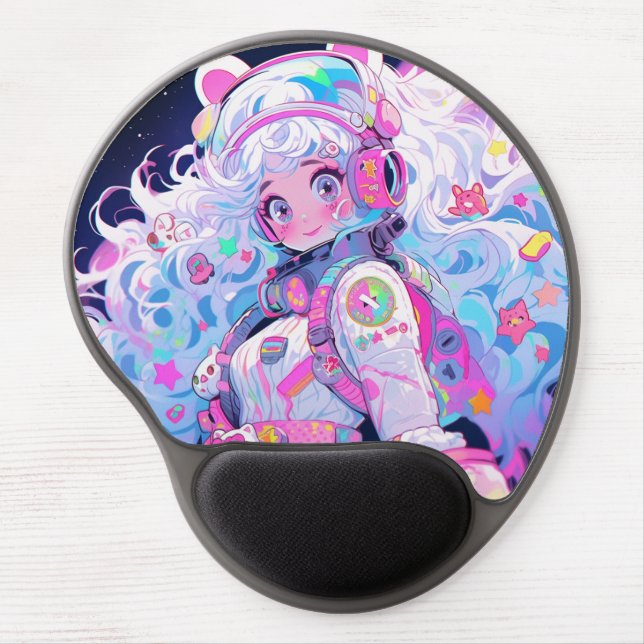 Kawaii Moe Pastel Space Astronaut Anime Girl Gel Mouse Pad (Front)