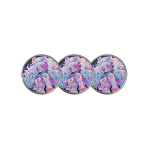Kawaii Moe Pastel Space Astronaut Anime Girl Golf Ball Marker