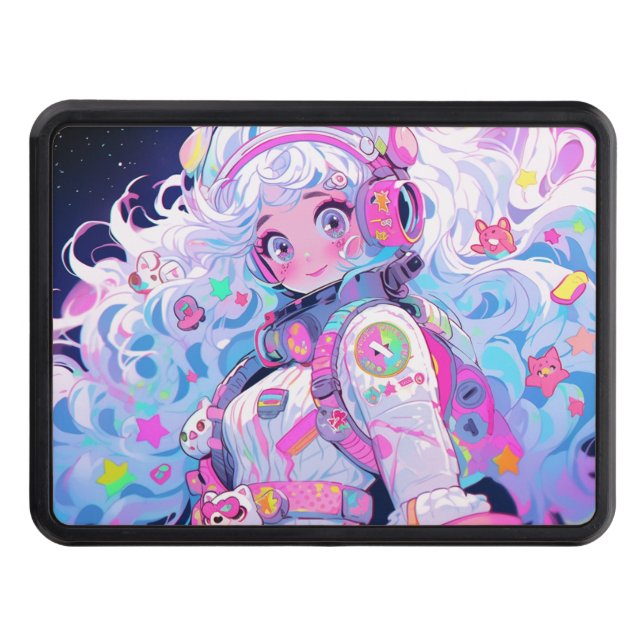 Kawaii Moe Pastel Space Astronaut Anime Girl Hitch Cover (Front)