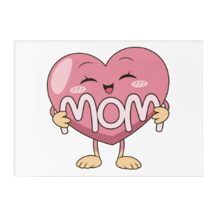 Kawaii Mom Heart Hug Design Acrylic Print