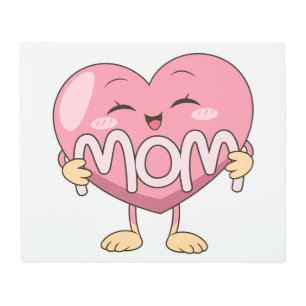 Kawaii Mom Heart Hug Design Metal Print
