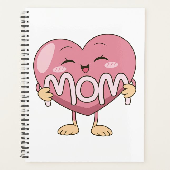 Kawaii Mom Heart Hug Design Planner (Front)