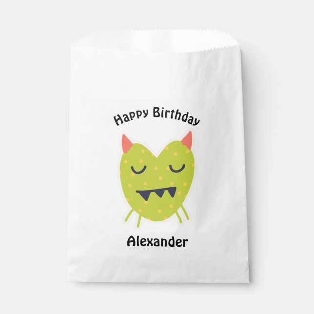 Kawaii Monster Birthday Favor Bag (Front)