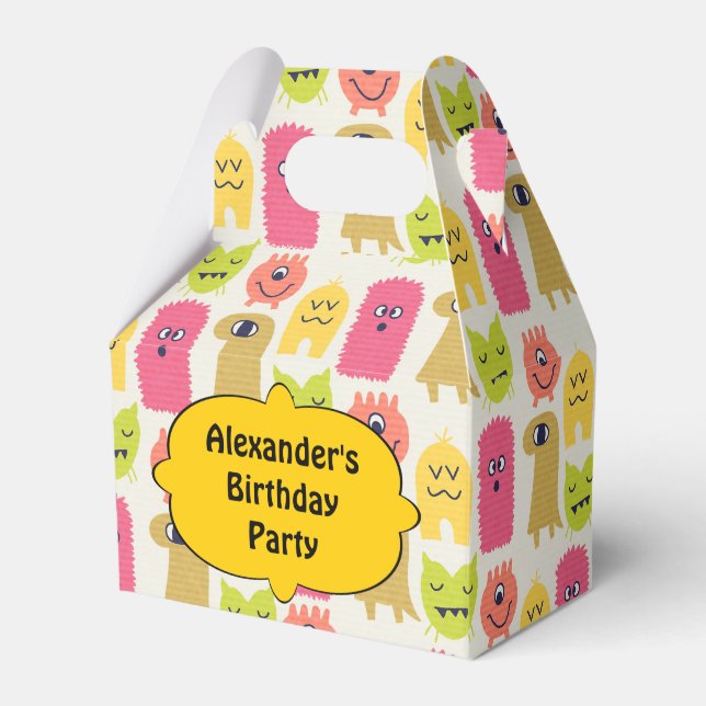 Kawaii Monster Birthday Party Favor Box (Front Side)