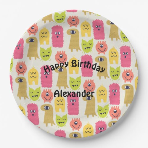 Kawaii Monster Birthday Party Plate