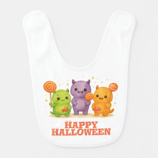 Kawaii Monsters & Lollipops Halloween -  Baby Bib (Front)