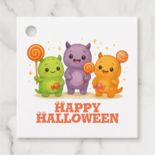 Kawaii Monsters & Lollipops Halloween Favor Bags Tags