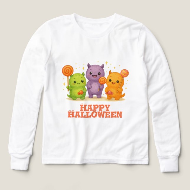 Kawaii Monsters & Lollipops Halloween Favor Bags Tri-Blend Shirts (Design Front)