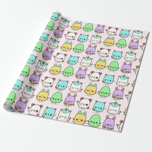 Kawaii Monsters Wrapping Paper