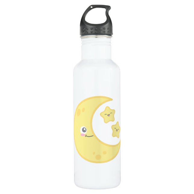 Kawaii Moon and Star Water Bottle (Front)