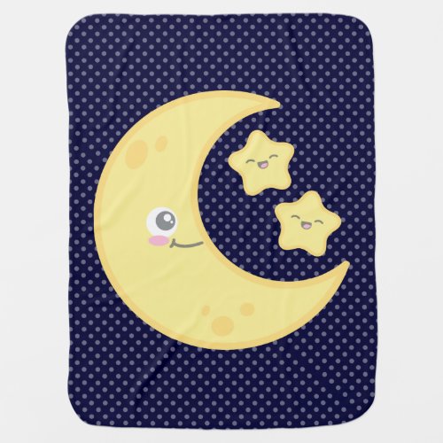 Kawaii Moon and Stars Baby Blanket